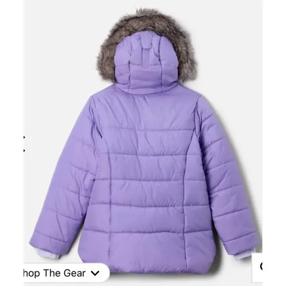 Columbia Girls Purple Katelyn Crest Hooded Winter Faux Fur Jacket Size Small 8